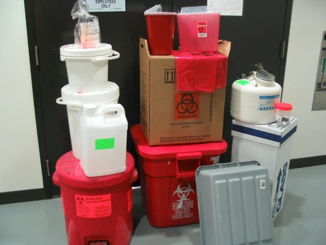 Image of hazardous waste in dentist office.